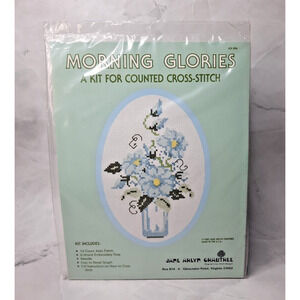Vintage Jane Arlyn Crabtree Counted Cross Stitch Kit Morning Glories JCK 004